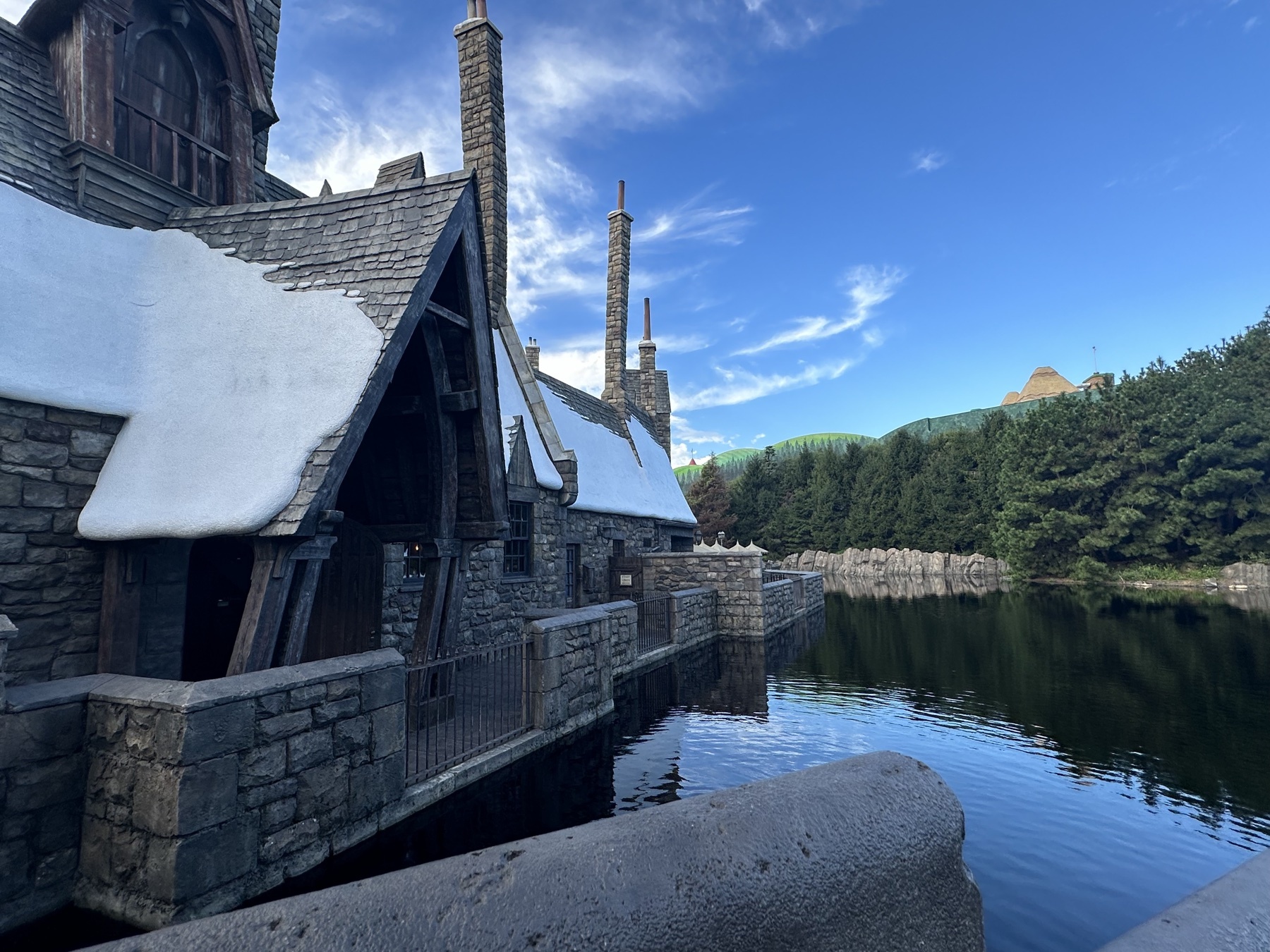 Hogwarts village by the water at Universal Studios Japan