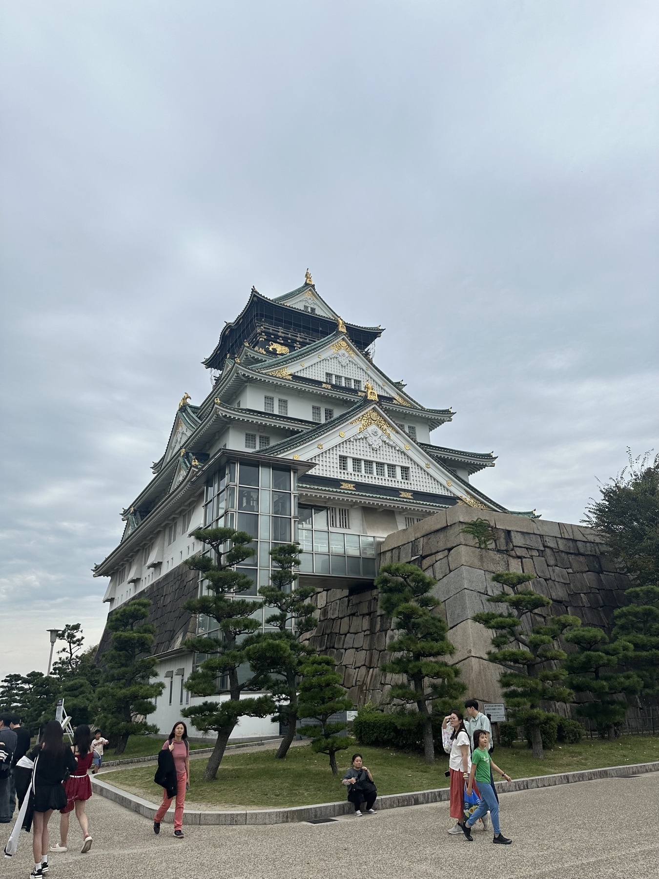 Osaka Castle under gray clouds