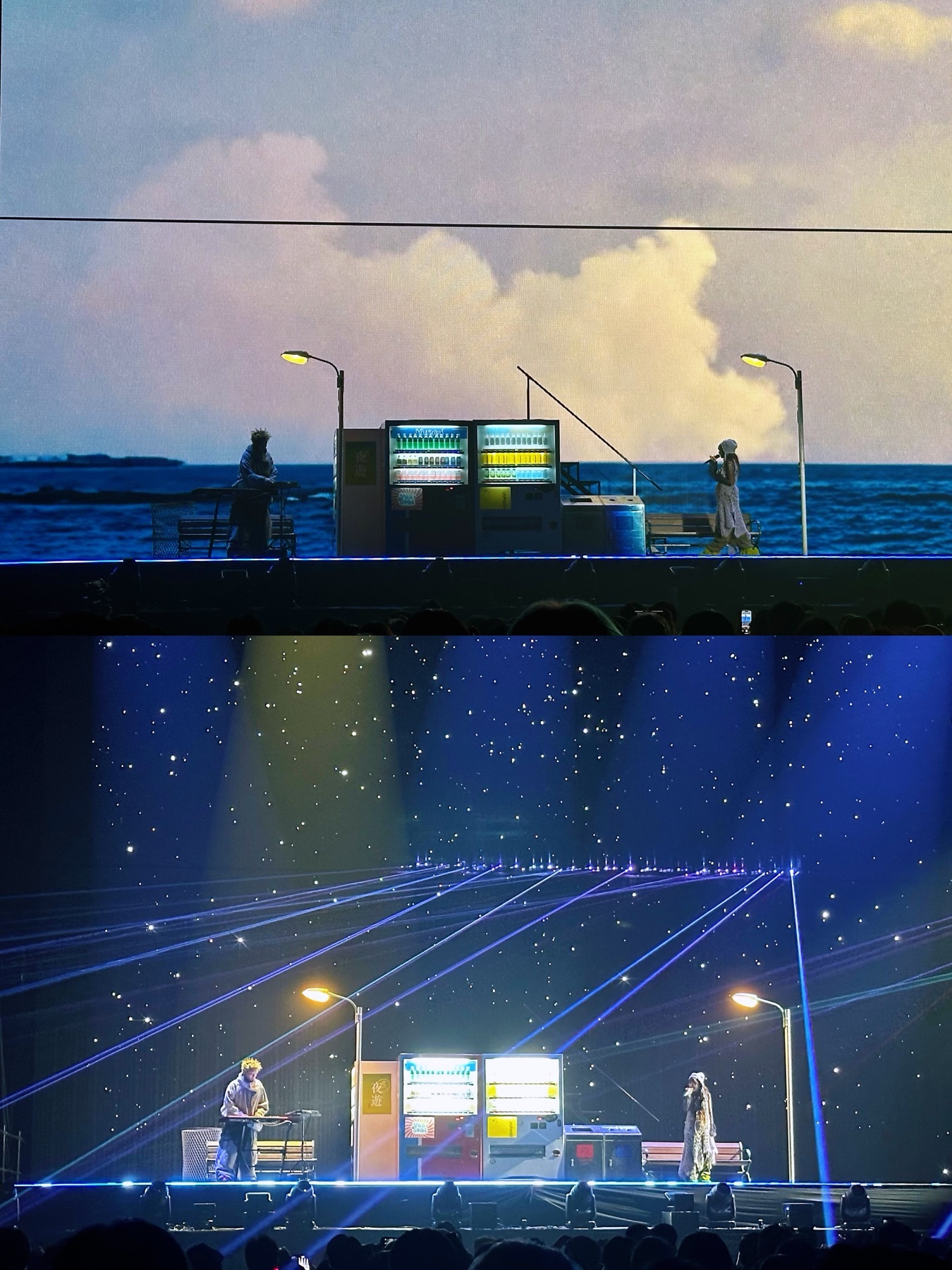 YOASOBI blue stage with vending machines